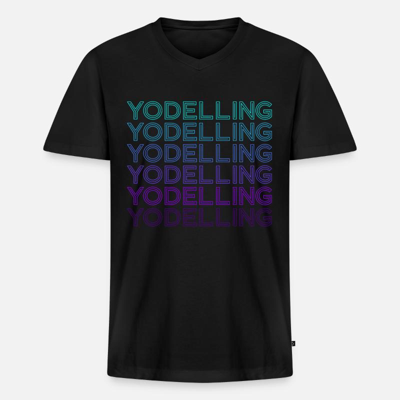 Jodel-Retro - Männer Premium Bio T-Shirt mit V-Ausschnitt - Schwarz
