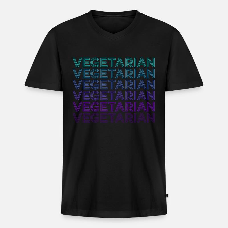 Vegetarisch Retro - Männer Premium Bio T-Shirt mit V-Ausschnitt - Schwarz
