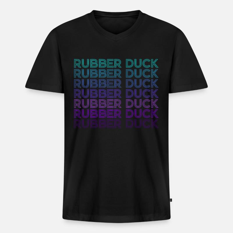 Gummi-Ente Retro - Männer Premium Bio T-Shirt mit V-Ausschnitt - Schwarz