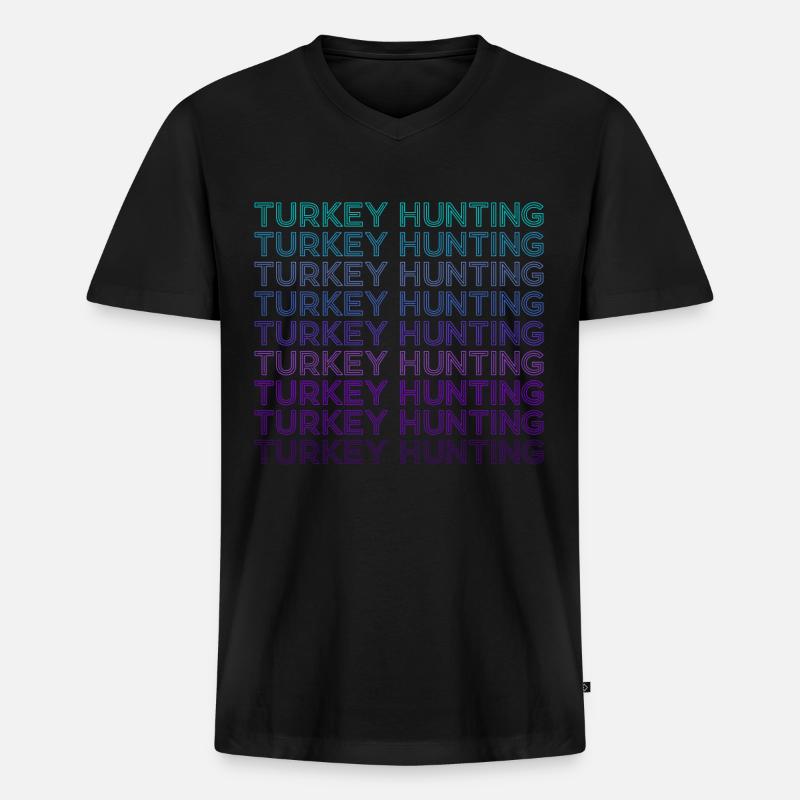 Truthahnjagd Jäger Retro - Männer Premium Bio T-Shirt mit V-Ausschnitt - Schwarz