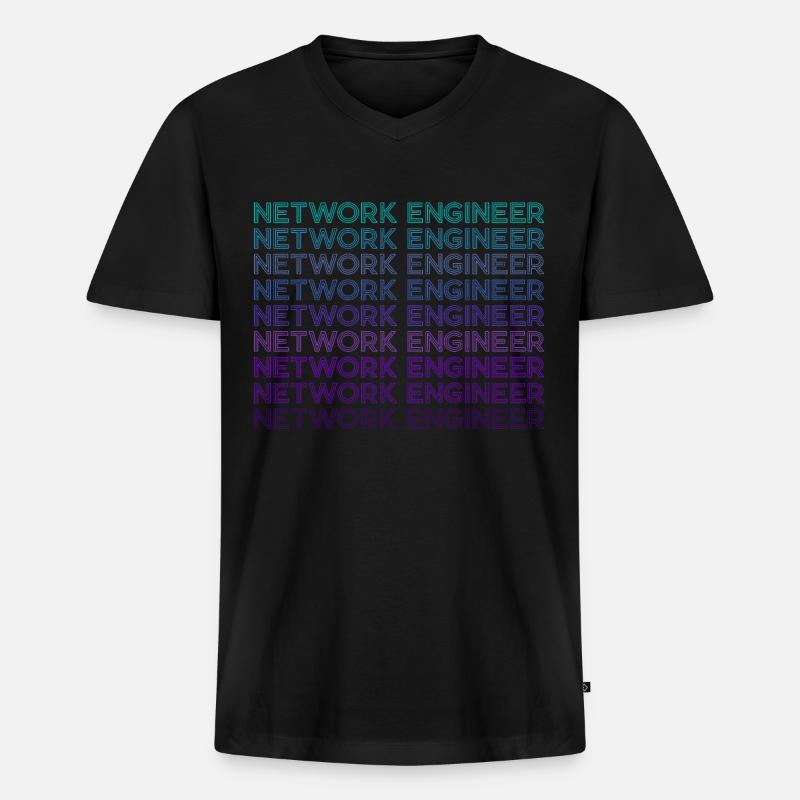 Netzwerktechniker Retro - Männer Premium Bio T-Shirt mit V-Ausschnitt - Schwarz