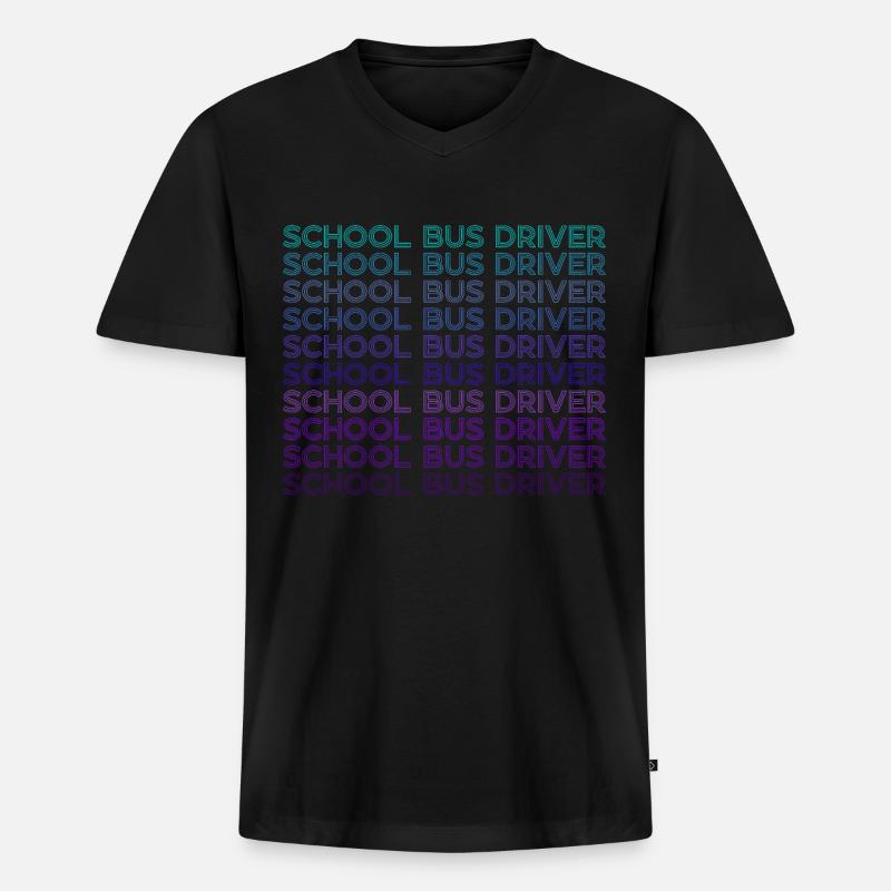 Schulbusfahrer Retro - Männer Premium Bio T-Shirt mit V-Ausschnitt - Schwarz