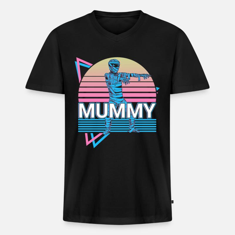 Mumie Halloween Retro Geschenk - Männer Premium Bio T-Shirt mit V-Ausschnitt - Schwarz