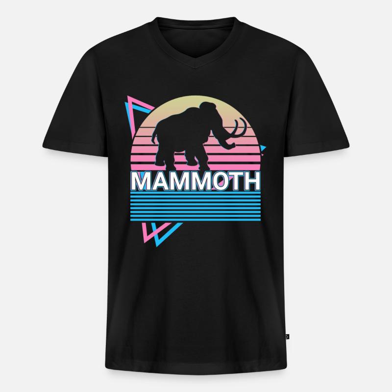 Mammut Elefant Retro Geschenk - Männer Premium Bio T-Shirt mit V-Ausschnitt - Schwarz