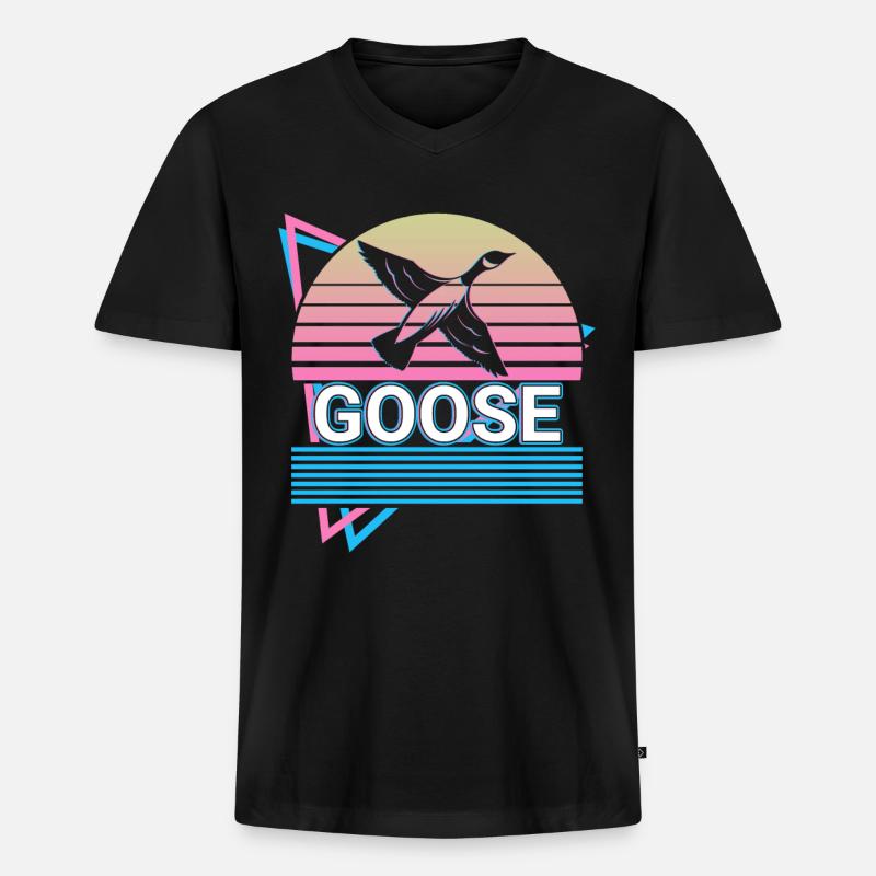 Gans Retro Geschenk - Männer Premium Bio T-Shirt mit V-Ausschnitt - Schwarz