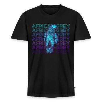Cadeau rétro perroquet gris africain - T-shirt encolure en V Premium bio Homme - noir - Devant - Nico (187cm)
