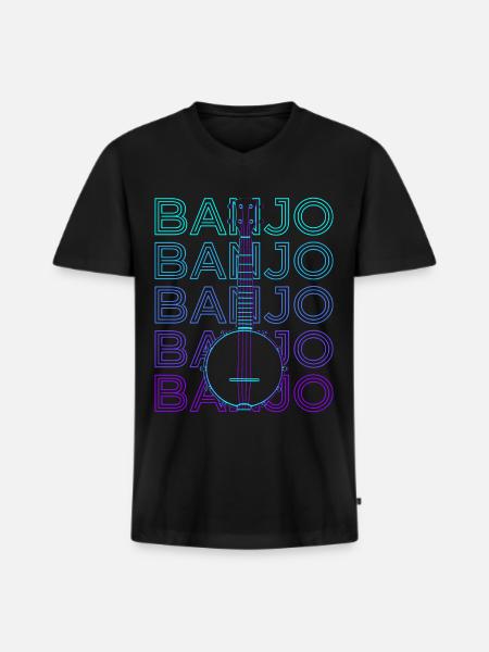 Banjo Guitar Retro Gift - Men's Premium Organic T-shirt with V-neck - black