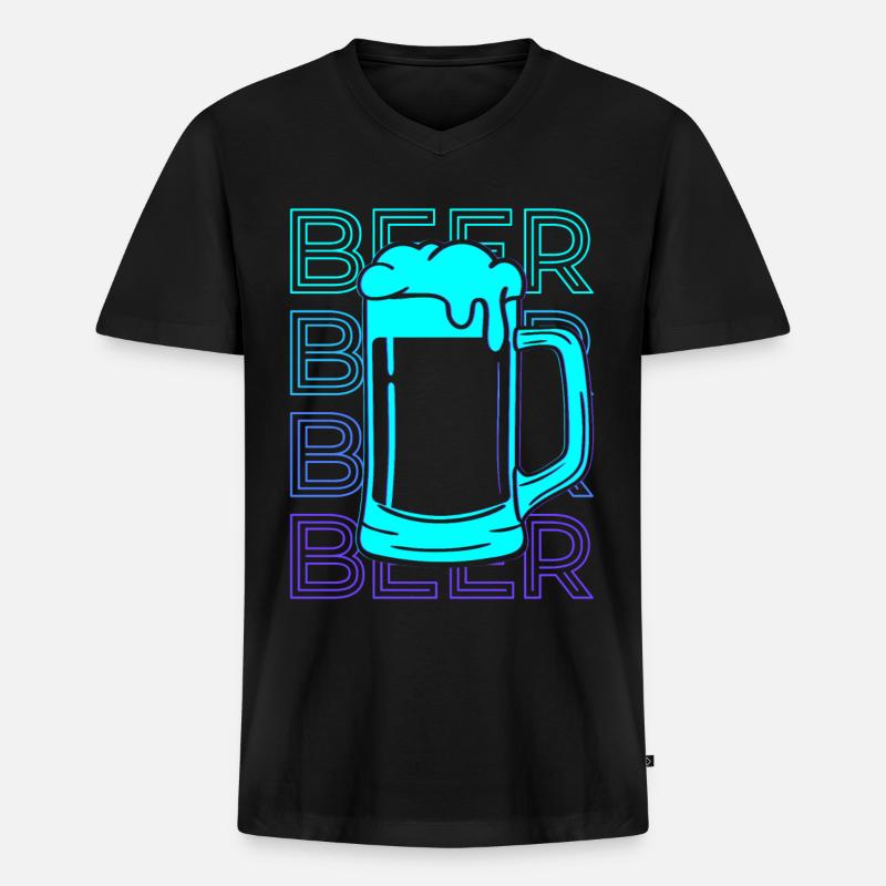 Bier Retro Geschenk - Männer Premium Bio T-Shirt mit V-Ausschnitt - Schwarz