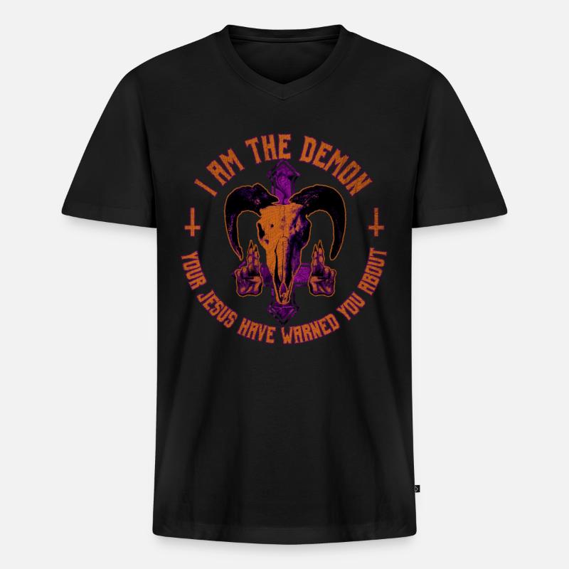 Baphomet-Geschenk - Männer Premium Bio T-Shirt mit V-Ausschnitt - Schwarz