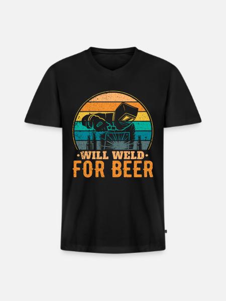 Funny Welder Welder Gift - Men's Premium Organic T-shirt with V-neck - black