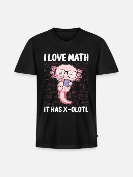 Funny Math Kawaii Axolotl Gift - Men's Premium Organic T-shirt with V-neck - black