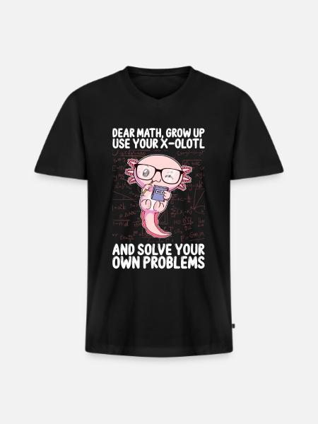 Funny Math Kawaii Axolotl Gift - Men's Premium Organic T-shirt with V-neck - black