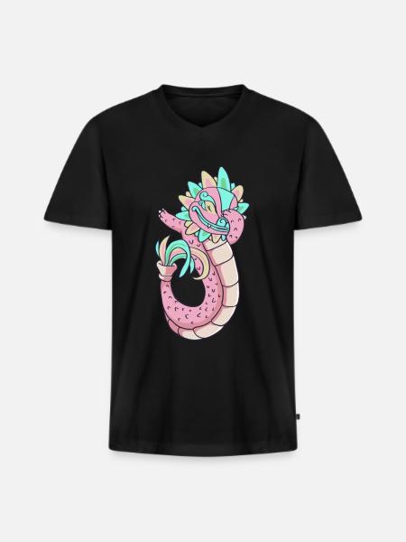 Dabbing Quetzalcoatl Aztec Feathered Schlan - Men's Premium Organic T-shirt with V-neck - black