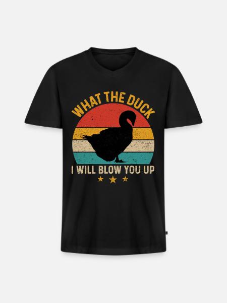 Funny duck hunting duck hunter - Men's Premium Organic T-shirt with V-neck - black