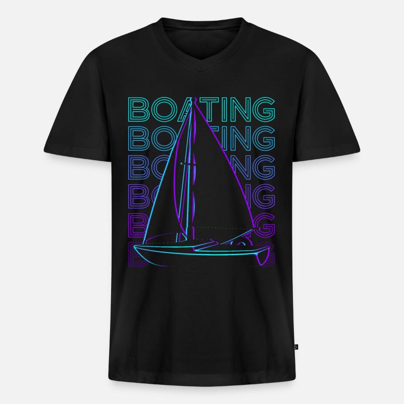 Bootfahren Segelboot Retro Geschenk - Männer Premium Bio T-Shirt mit V-Ausschnitt - Schwarz