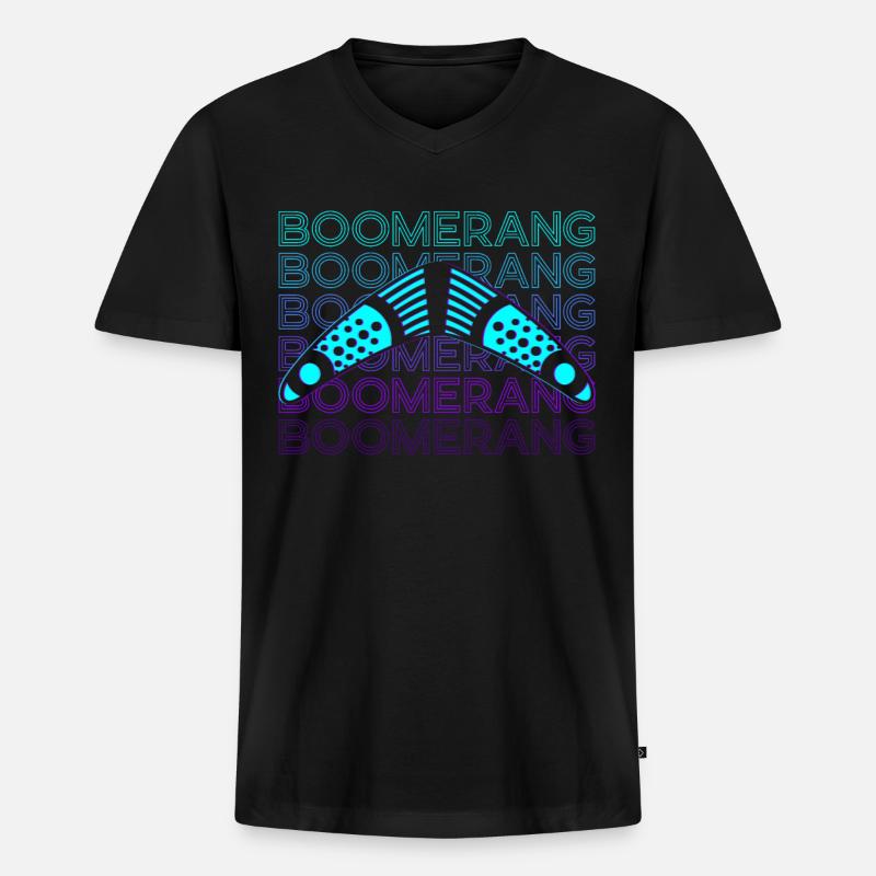 Bumerang Retro Geschenk - Männer Premium Bio T-Shirt mit V-Ausschnitt - Schwarz