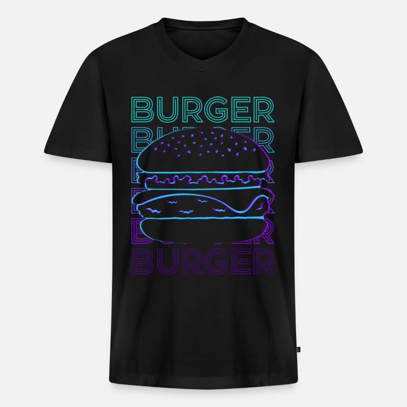 Burger Hamburger Cheeseburger Retro Geschenk - Männer Premium Bio T-Shirt mit V-Ausschnitt - Schwarz