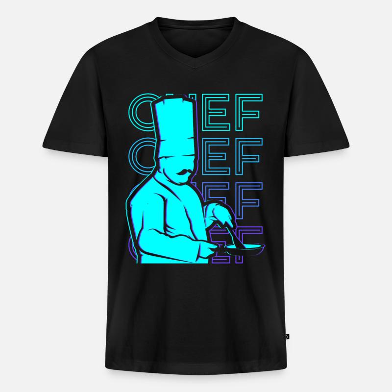 Chefkoch Kochen Retro Geschenk - Männer Premium Bio T-Shirt mit V-Ausschnitt - Schwarz