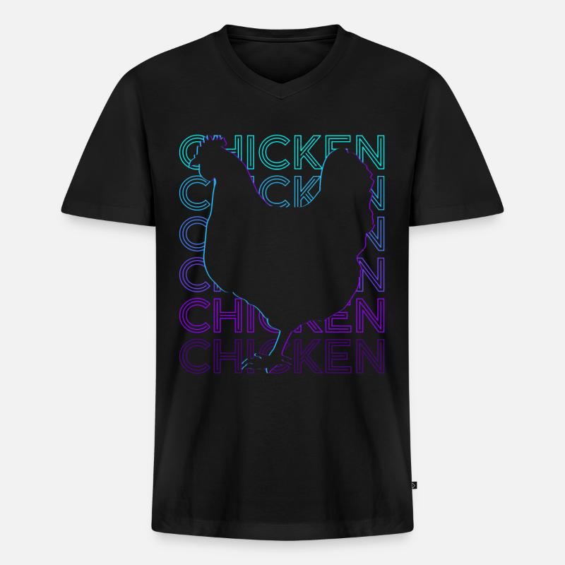 Hähnchen Retro Geschenk - Männer Premium Bio T-Shirt mit V-Ausschnitt - Schwarz