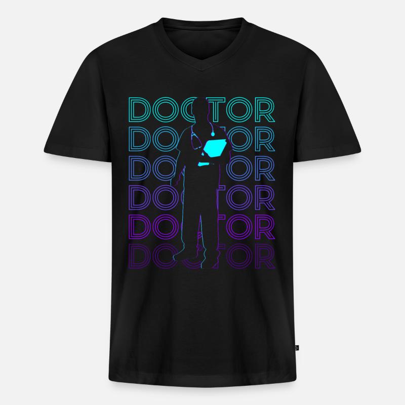 Doktor Retro Geschenk - Männer Premium Bio T-Shirt mit V-Ausschnitt - Schwarz