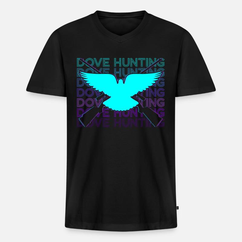 Taubenjagd Taubenjäger Retro Geschenk - Männer Premium Bio T-Shirt mit V-Ausschnitt - Schwarz