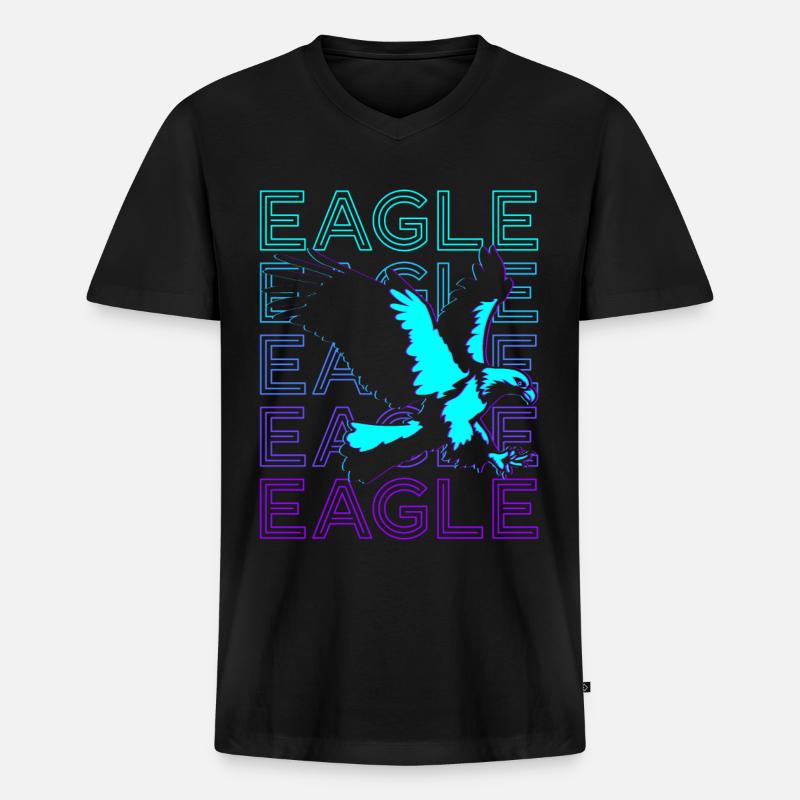 Eagle Retro Geschenk - Männer Premium Bio T-Shirt mit V-Ausschnitt - Schwarz