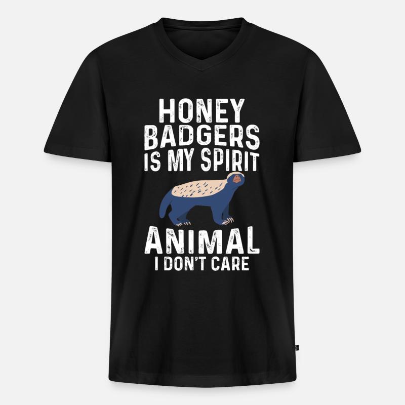 Lustiger Honigdachs - Männer Premium Bio T-Shirt mit V-Ausschnitt - Schwarz