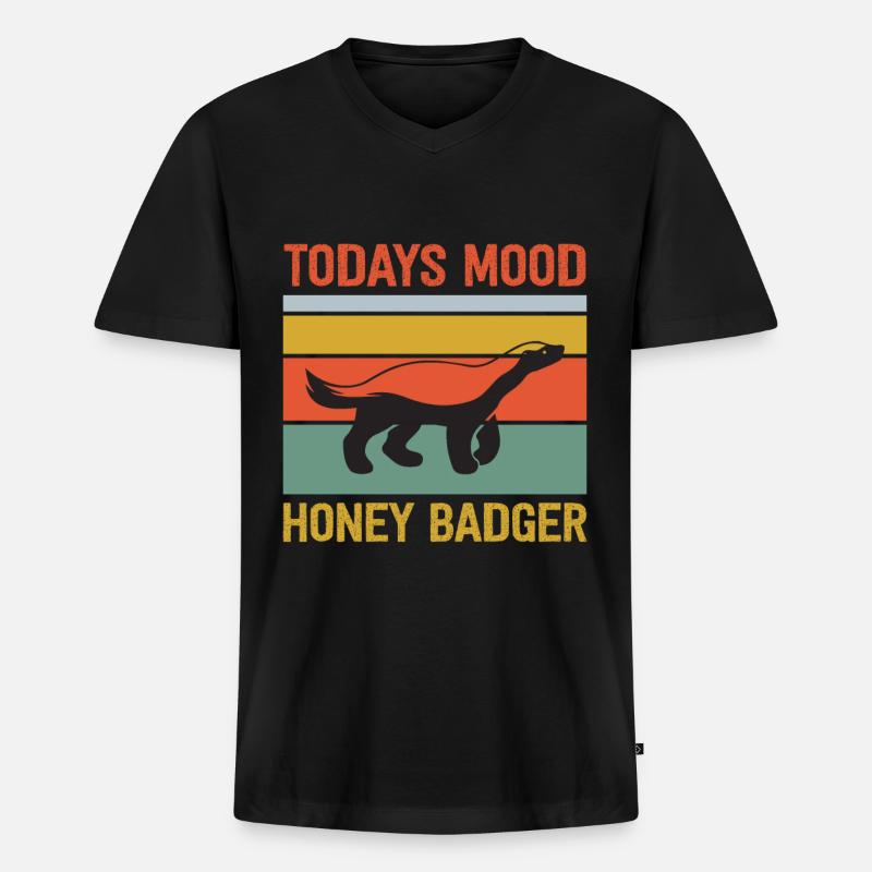 Lustiger Honigdachs - Männer Premium Bio T-Shirt mit V-Ausschnitt - Schwarz