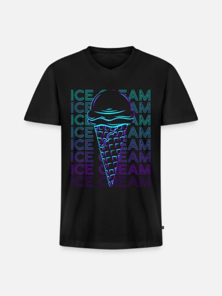 Ice Cream Retro - Men's Premium Organic T-shirt with V-neck - black