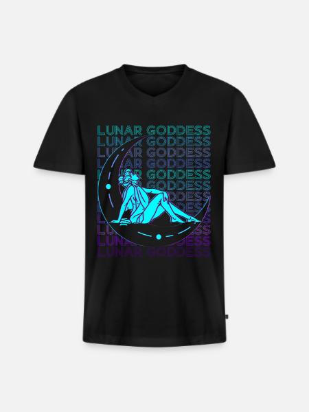 Moon Goddess Wicca Pagan Retro - Men's Premium Organic T-shirt with V-neck - black