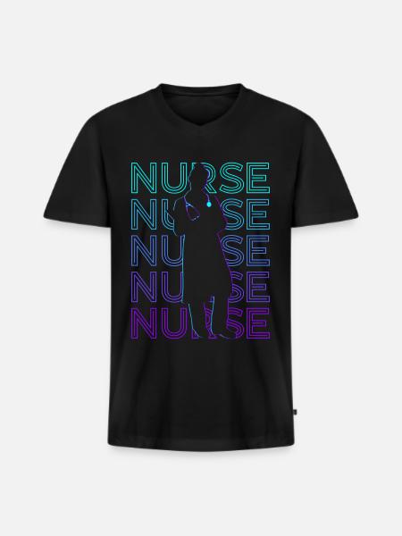 Nurse RN Nursing Retro - Men's Premium Organic T-shirt with V-neck - black