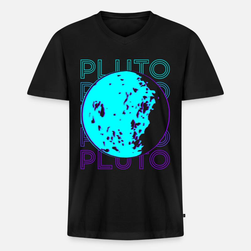 Pluto Retro - Männer Premium Bio T-Shirt mit V-Ausschnitt - Schwarz