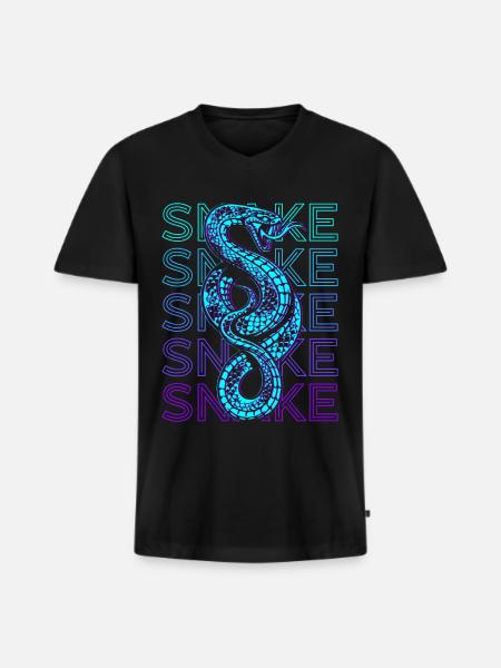 Serpent Rétro - T-shirt encolure en V Premium bio Homme - noir