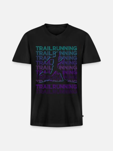 Trail Running Trail Runner Retro - Men's Premium Organic T-shirt with V-neck - black