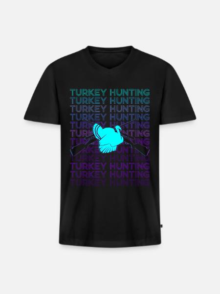 Tyrkiet Jagt Tyrkiet Jæger Retro - Premium økologisk T-shirt med V-hals til mænd - sort