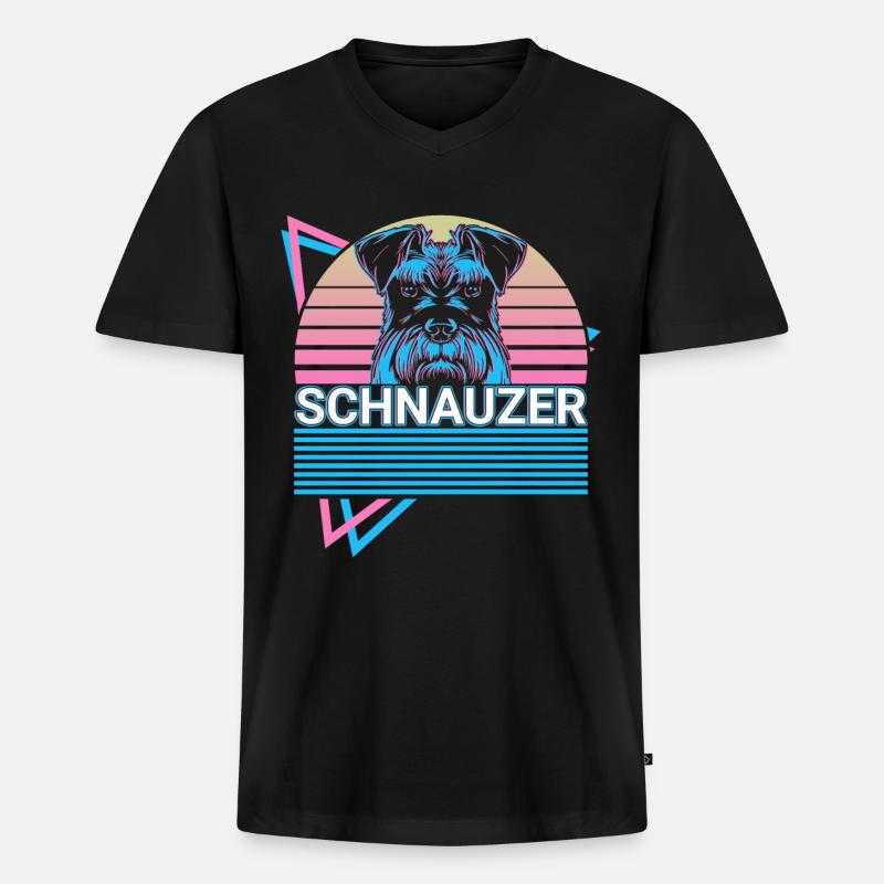 Schnauzer Retro - Männer Premium Bio T-Shirt mit V-Ausschnitt - Schwarz