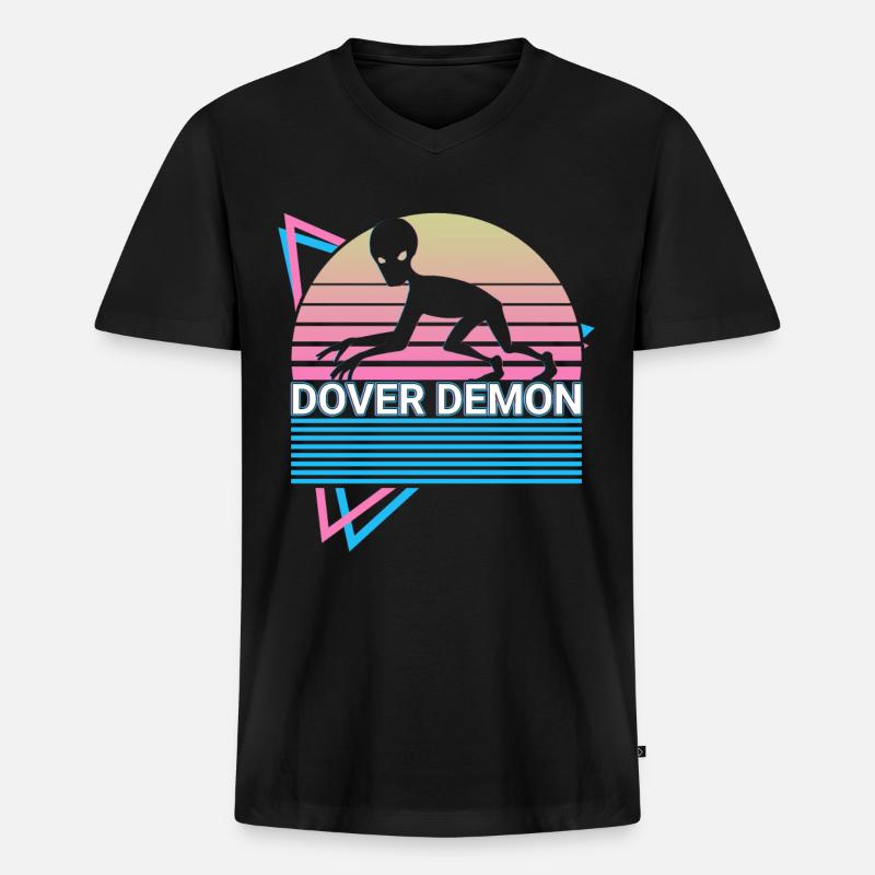 Dover Dämon Kryptide Kryptozoologie Retro - Männer Premium Bio T-Shirt mit V-Ausschnitt - Schwarz