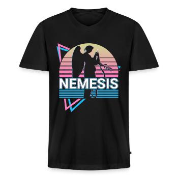 Némésis Déesse grecque Mythe grec antique - T-shirt encolure en V Premium bio Homme - noir - Devant - Nico (187cm)