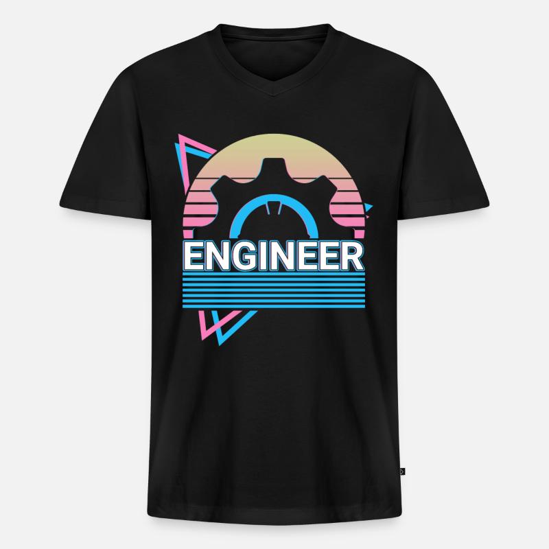 Ingenieur Engineering Retro - Männer Premium Bio T-Shirt mit V-Ausschnitt - Schwarz