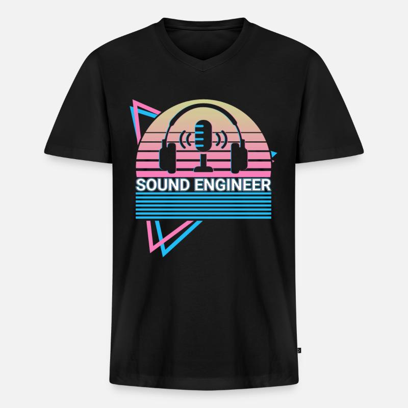 Toningenieur Tontechnik Retro - Männer Premium Bio T-Shirt mit V-Ausschnitt - Schwarz