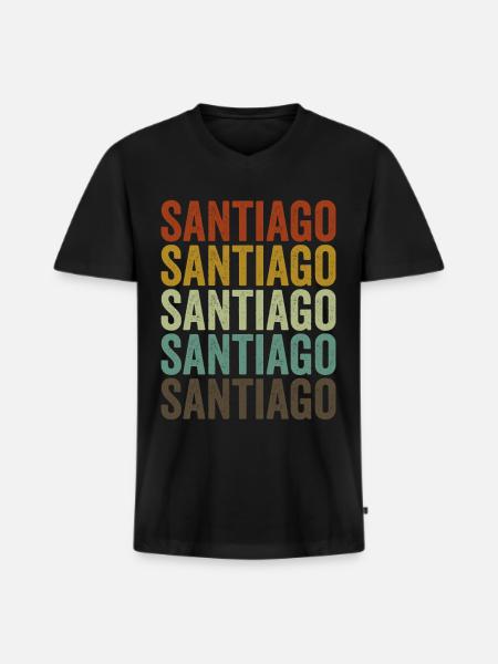 Santiago Chile Retro Vintage - Premium økologisk T-shirt med V-hals til mænd - sort