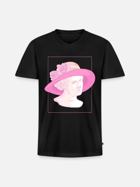 Coquette Aesthetic Pink Greek Statue Downtown - Männer Premium Bio T-Shirt mit V-Ausschnitt - Schwarz