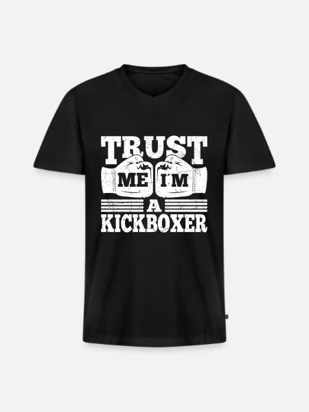 Trust Me Im Een Kickbokser Grappig Kickboksen GiftIdea - Mannen Premium Bio T-shirt met V-hals - zwart