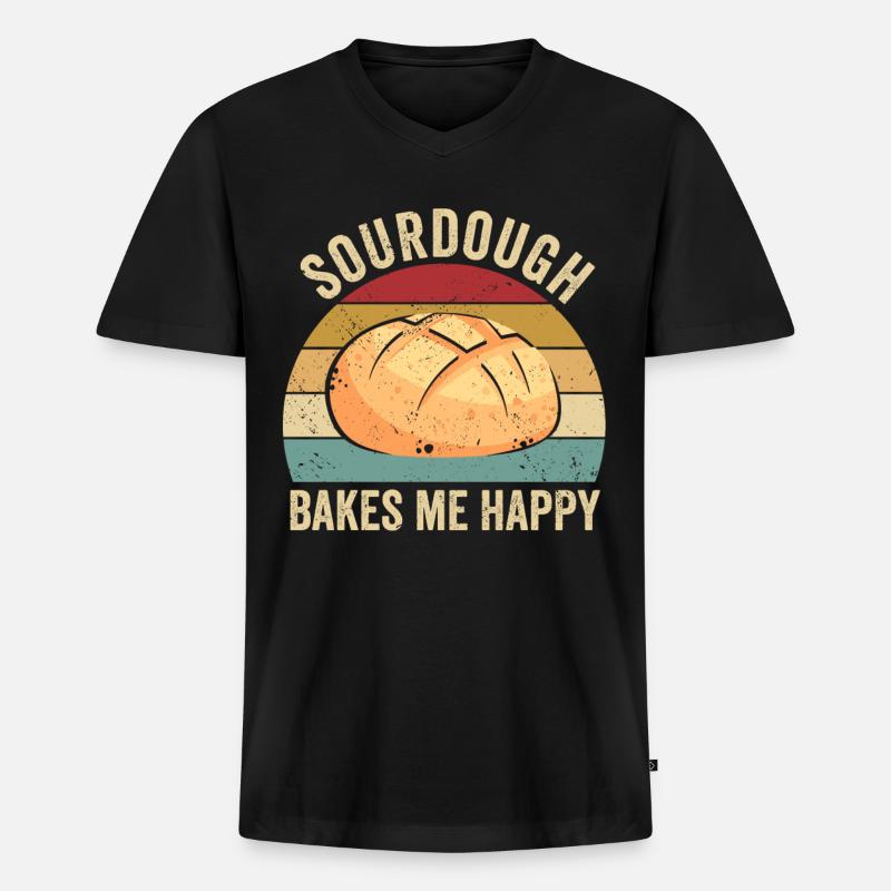 Lustiger Brotbacken-Bäcker - Männer Premium Bio T-Shirt mit V-Ausschnitt - Schwarz