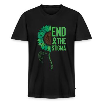 Tournesol pour promouvoir la santé mentale - T-shirt encolure en V Premium bio Homme - noir - Devant - Nico (187cm)
