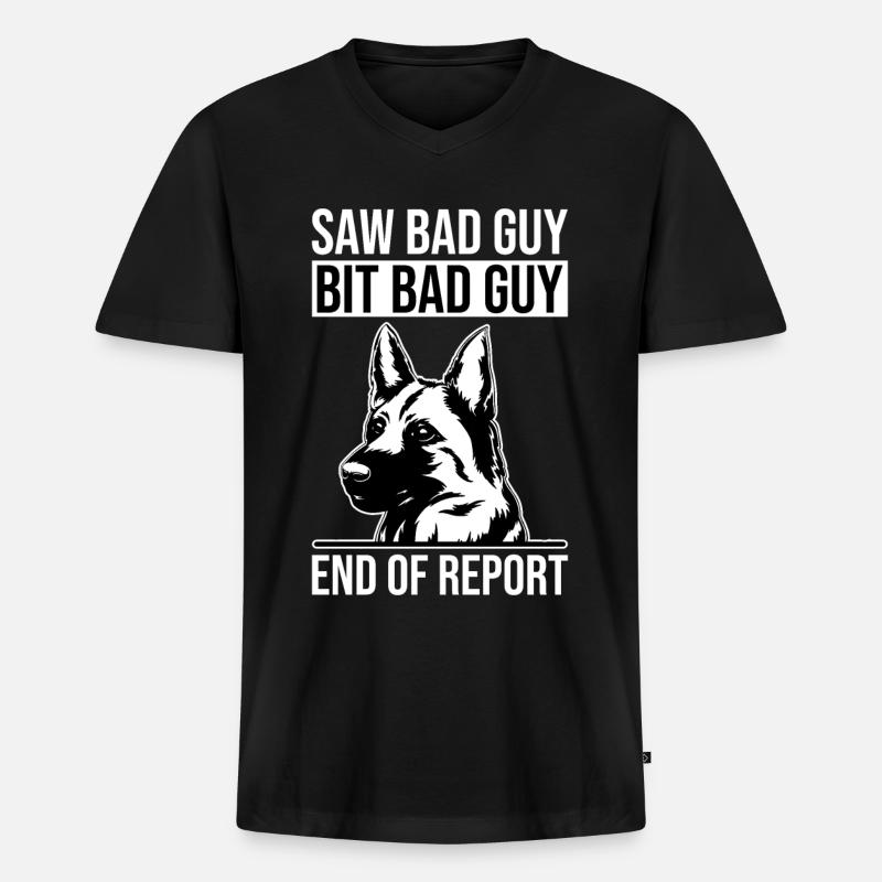 Polizeibeamter Polizeihund - Männer Premium Bio T-Shirt mit V-Ausschnitt - Schwarz