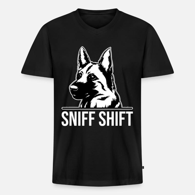 Polizeibeamter Polizeihund - Männer Premium Bio T-Shirt mit V-Ausschnitt - Schwarz