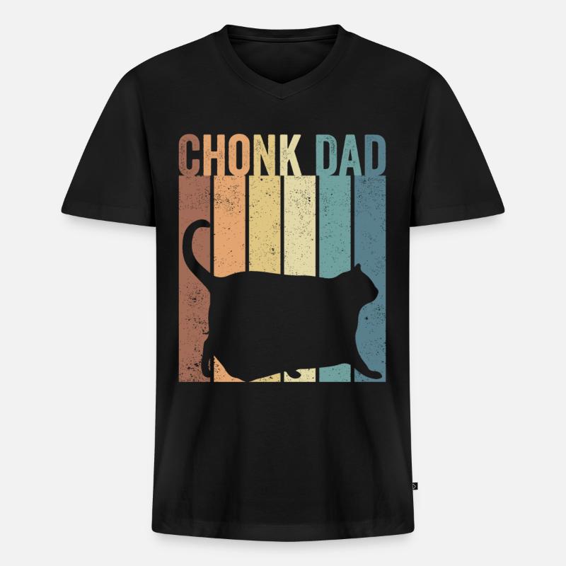 Chonk Meme Katze Chonk Dad - Männer Premium Bio T-Shirt mit V-Ausschnitt - Schwarz