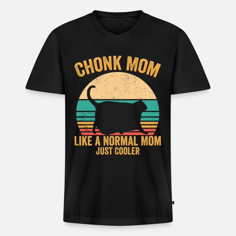 Chonk Meme Katze - Männer Premium Bio T-Shirt mit V-Ausschnitt - Schwarz
