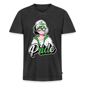 Demiromantischer Stolz Coole Anime Mädchen Demirom - Männer Premium Bio T-Shirt mit V-Ausschnitt - Anthrazit meliert - Vorne - Nico (187cm)